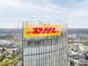 Aerial view of the Post Tower with DHL logo in the center