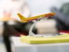 Close up of DHL model airplane